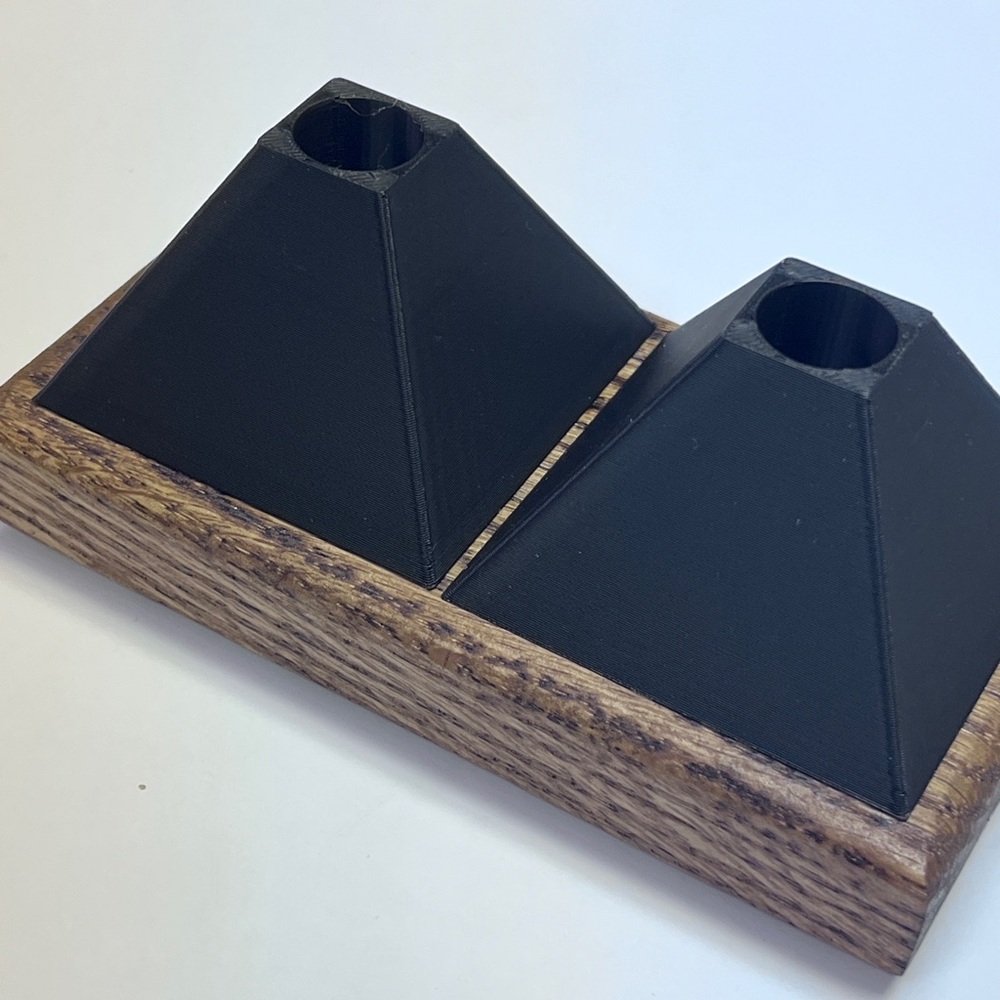 #11 Custom Pen Holder Pyramid 2 Pen holder - Free Shipping - Oak base